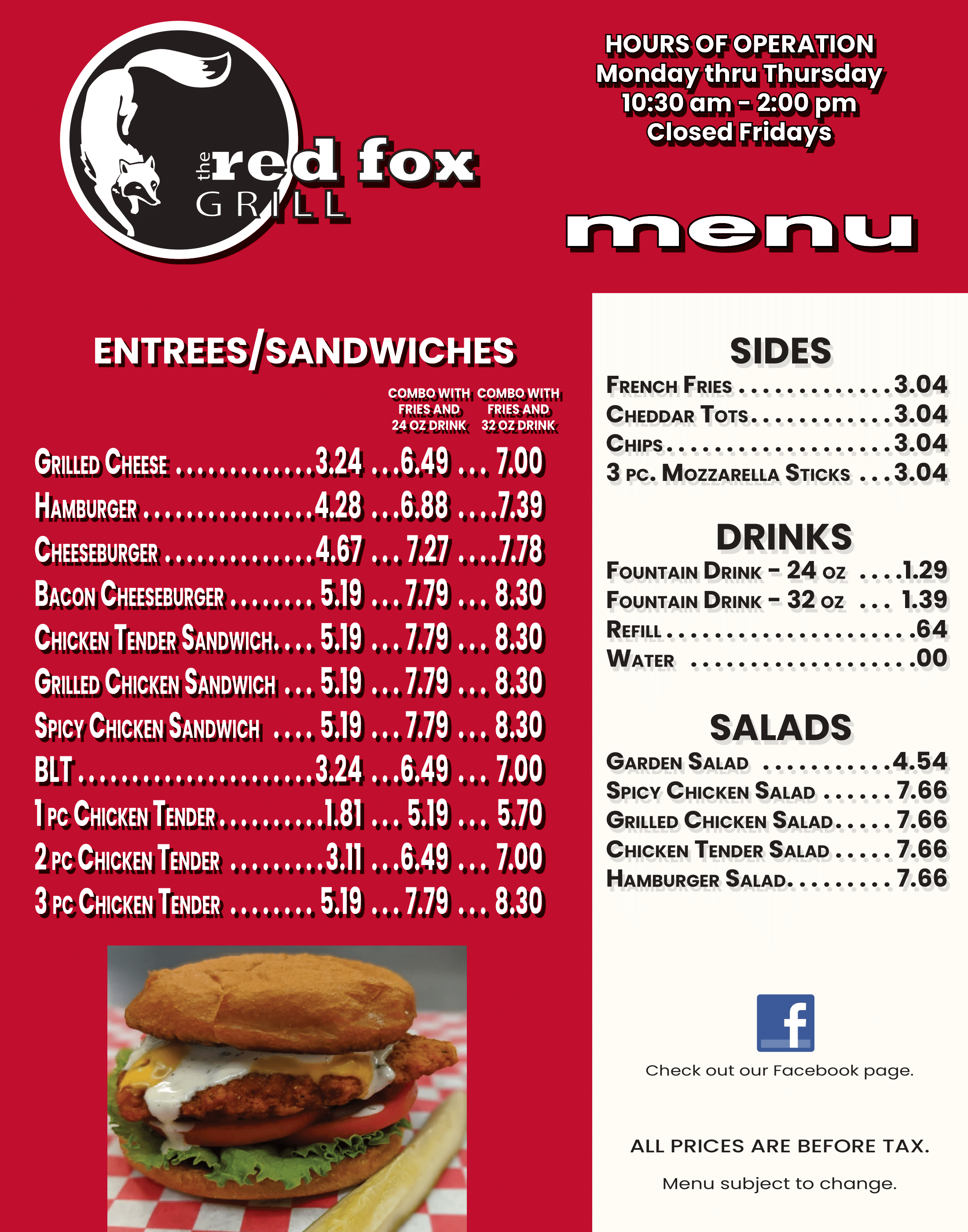 Red fox grill menu